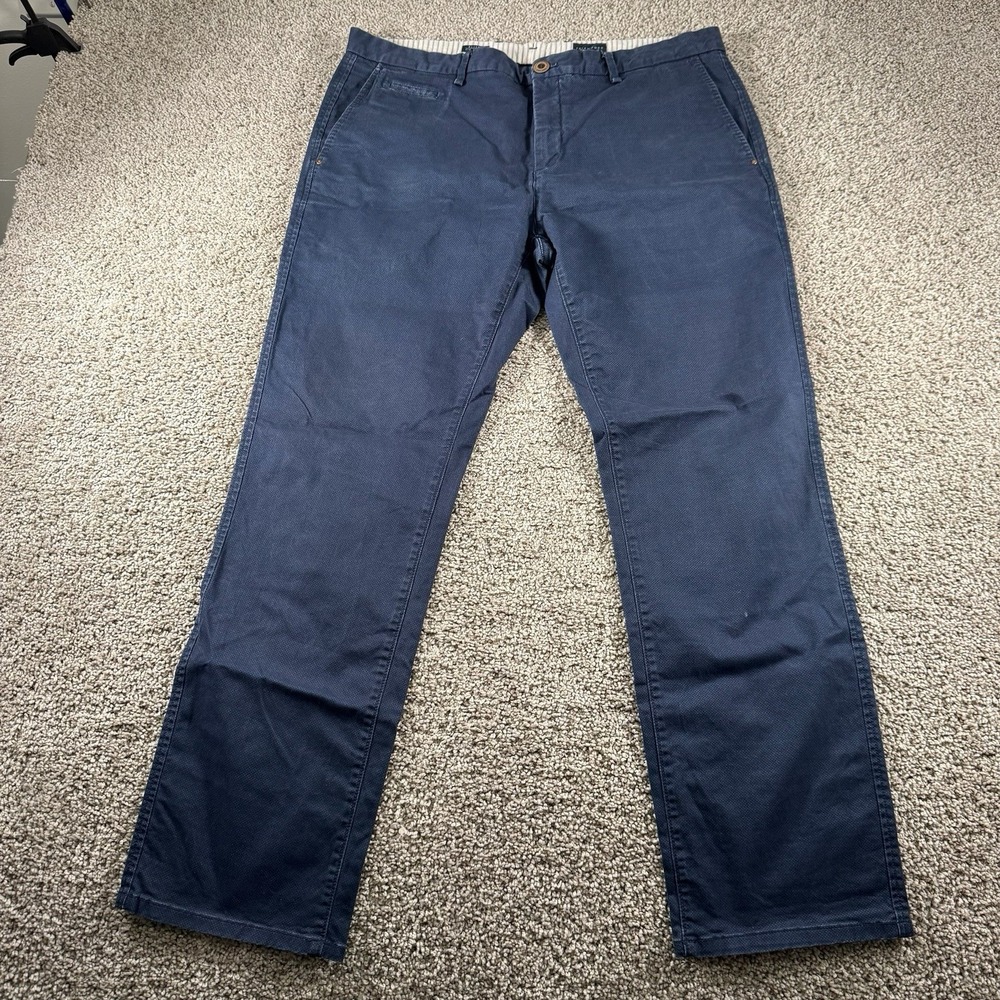 7Diamonds Oliver Pants Mens 34x30 Navy Chino Slim Straight Casual Slacks Preppy
